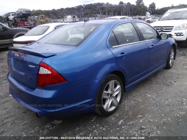 3FAHP0KC6BR173715 - 2011 FORD FUSION SPORT BLUE photo 4