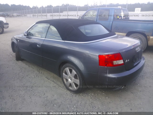 WAUAC48H14K006796 - 2004 AUDI A4 1.8 CABRIOLET GRAY photo 3