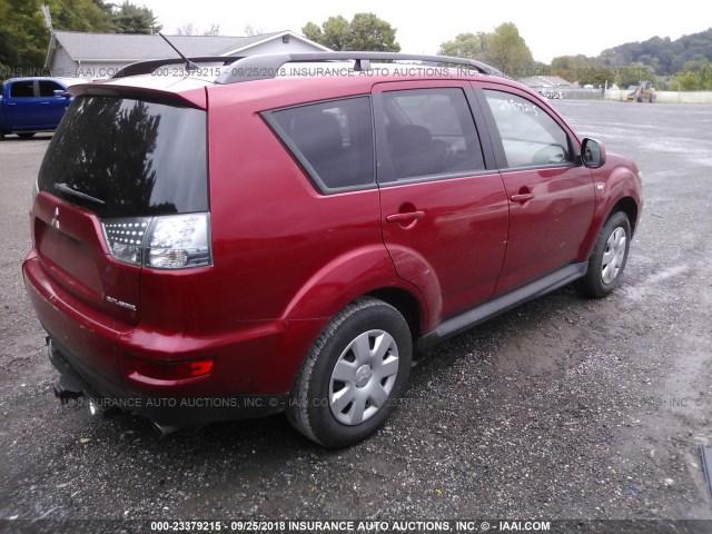 JA4AS2AW1BU014279 - 2011 MITSUBISHI OUTLANDER ES წითელი ფოტო 4