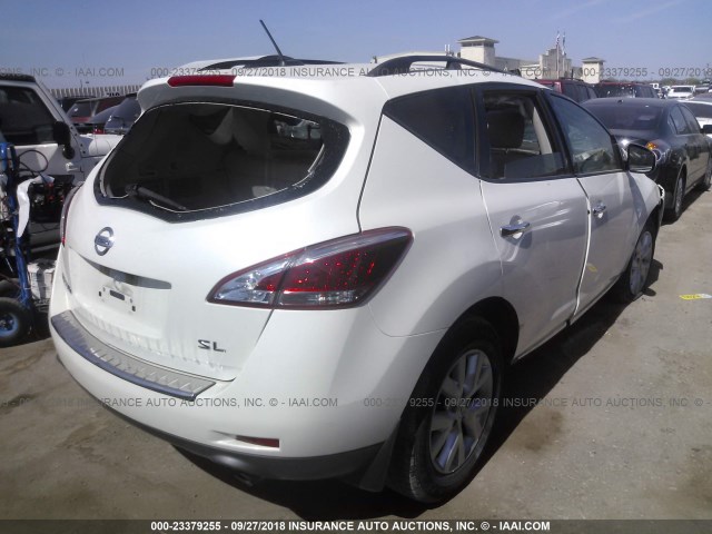 JN8AZ1MU9EW403836 - 2014 NISSAN Murano S/SL/SV/LE WHITE photo 4