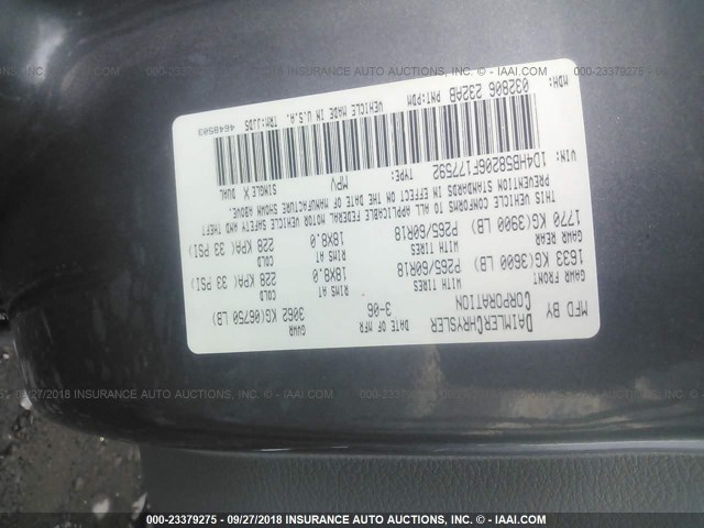 1D4HB58206F177592 - 2006 DODGE DURANGO LIMITED SILVER photo 9