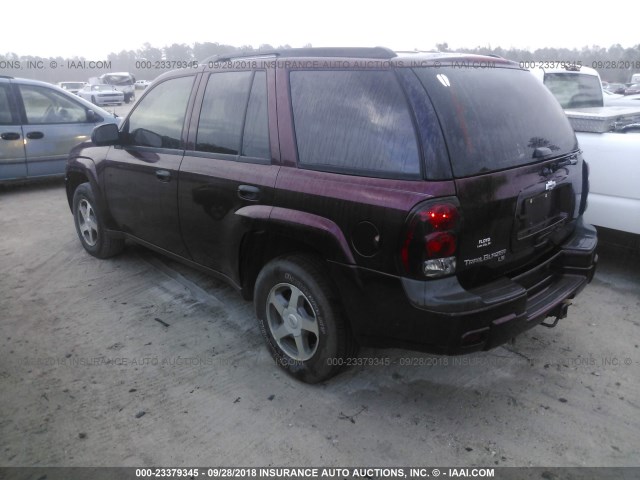 1GNDS13S662274385 - 2006 CHEVROLET TRAILBLAZER LS/LT BURGUNDY photo 3