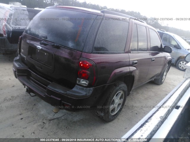 1GNDS13S662274385 - 2006 CHEVROLET TRAILBLAZER LS/LT BURGUNDY photo 4