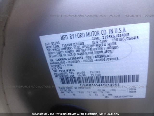 1LNHM86S44Y654954 - 2004 LINCOLN LS 香槟色 照片 9