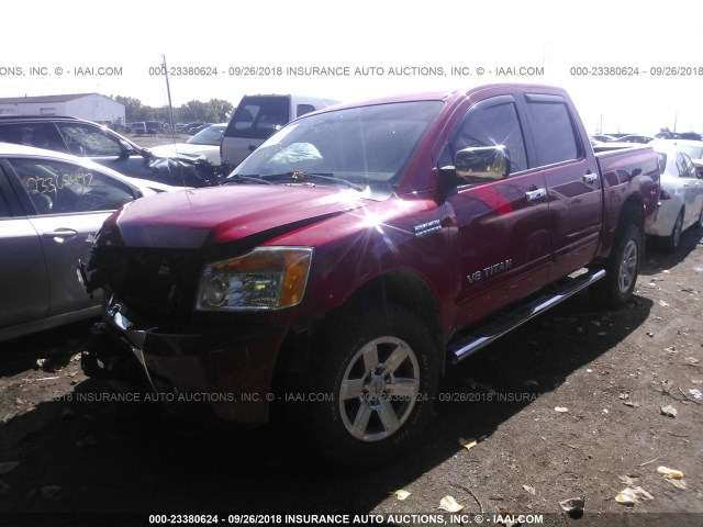 1N6AA0EC5BN312936 - 2011 NISSAN TITAN S/SV/SL/PRO-4X RED photo 2