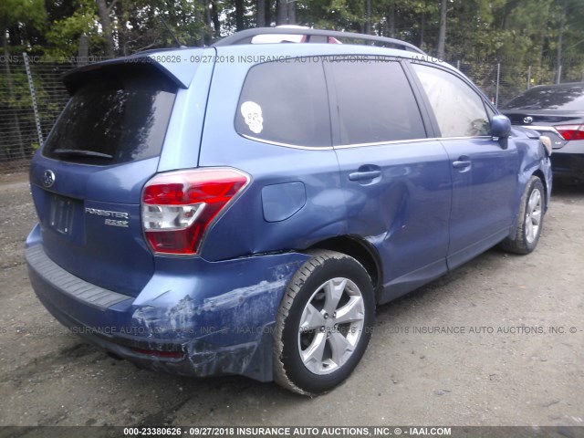 JF2SJAHC2FH401488 - 2015 SUBARU FORESTER 2.5I LIMITED BLUE photo 4