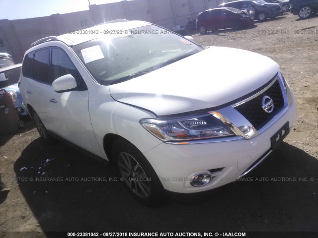 5N1AR2MN1FC683258 - 2015 NISSAN PATHFINDER S/SV/SL/PLATINUM WHITE photo 1