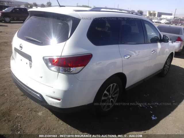 5N1AR2MN1FC683258 - 2015 NISSAN PATHFINDER S/SV/SL/PLATINUM WHITE photo 4