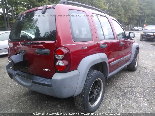 1J4GL48K36W290365 - 2006 JEEP LIBERTY SPORT RED photo 4