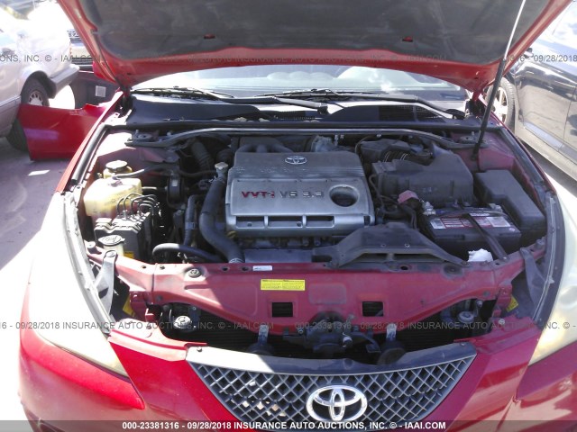 4T1FA38P47U115743 - 2007 TOYOTA CAMRY SOLARA SE/SLE წითელი ფოტო 10