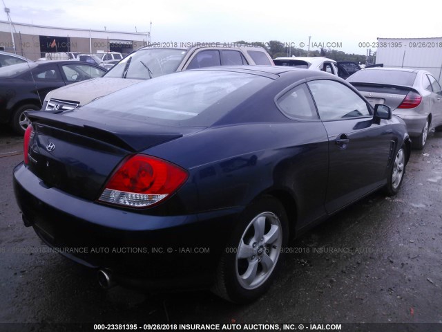 KMHHM65D25U182463 - 2005 HYUNDAI TIBURON BLUE photo 4