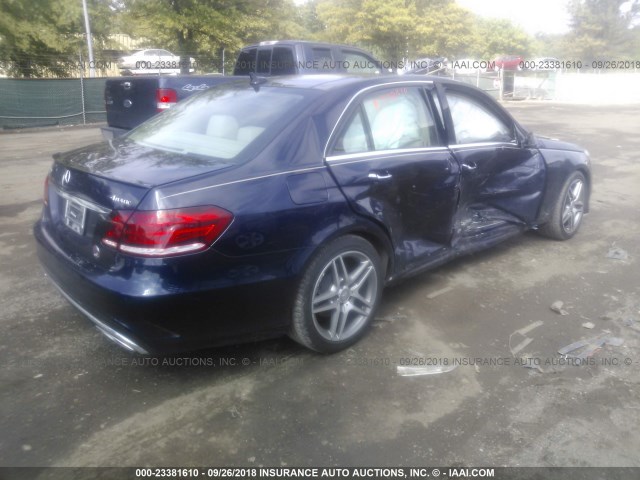 WDDHF8JB0EB027684 - 2014 MERCEDES-BENZ E 350 4MATIC BLUE photo 4