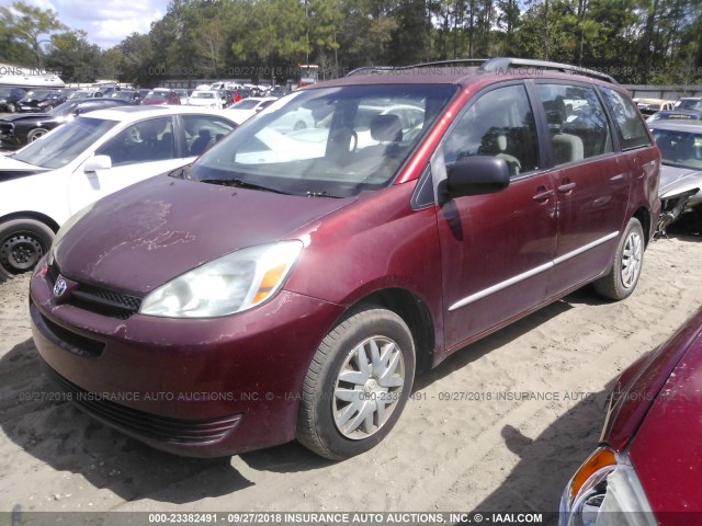 5TDZA23C84S183687 - 2004 TOYOTA SIENNA CE/LE RED photo 2