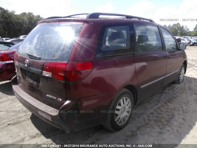 5TDZA23C84S183687 - 2004 TOYOTA SIENNA CE/LE RED photo 4
