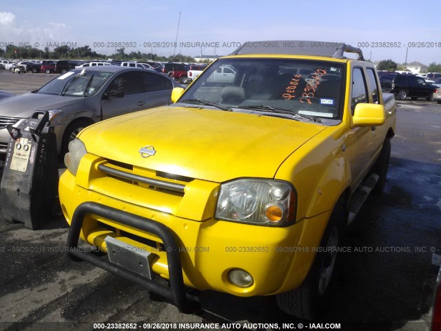 1N6ED27Y01C312723 - 2001 NISSAN FRONTIER CREW CAB XE/CREW CAB SE YELLOW photo 2