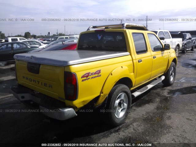 1N6ED27Y01C312723 - 2001 NISSAN FRONTIER CREW CAB XE/CREW CAB SE YELLOW photo 4