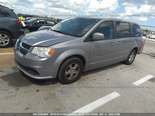 2C4RDGCG5DR580404 - 2013 DODGE GRAND CARAVAN SXT GRAY photo 2