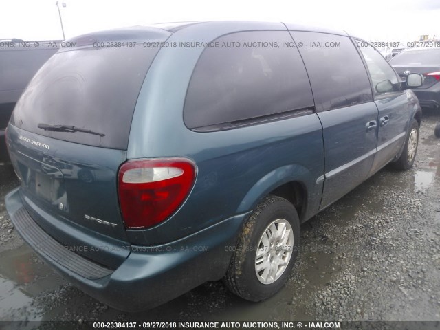 1B4GP44342B545919 - 2002 DODGE GRAND CARAVAN SPORT Light Blue photo 4