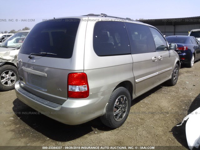 KNDUP132256741089 - 2005 KIA SEDONA EX/LX GOLD photo 4