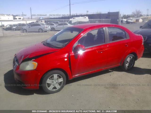KL1TD56687B106227 - 2007 CHEVROLET AVEO LS RED photo 2