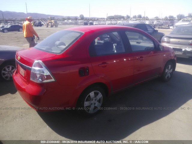 KL1TD56687B106227 - 2007 CHEVROLET AVEO LS RED photo 4