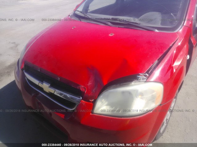 KL1TD56687B106227 - 2007 CHEVROLET AVEO LS RED photo 6