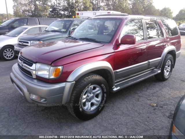 JT3HN87R020366944 - 2002 TOYOTA 4RUNNER LIMITED RED photo 2