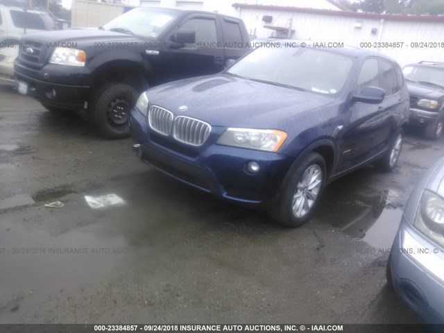 5UXWX9C52D0A27872 - 2013 BMW X3 XDRIVE28I BLUE photo 2