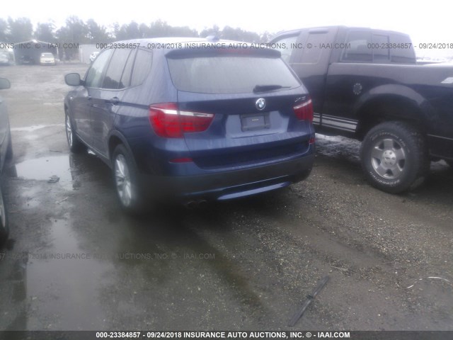 5UXWX9C52D0A27872 - 2013 BMW X3 XDRIVE28I BLUE photo 3