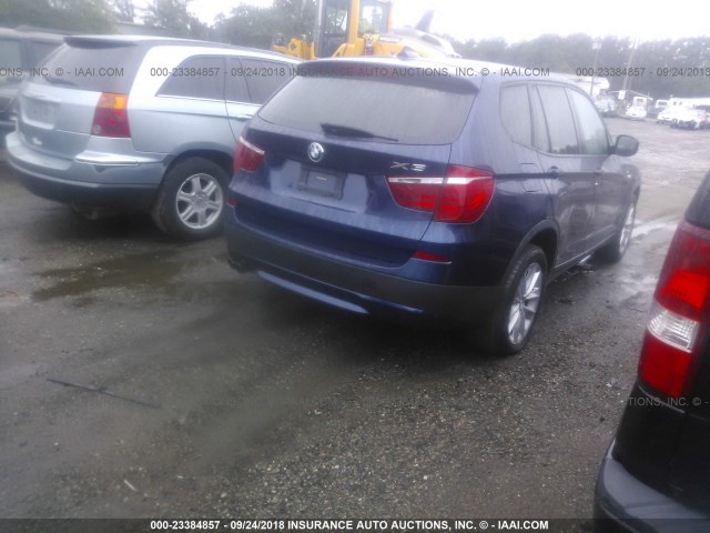 5UXWX9C52D0A27872 - 2013 BMW X3 XDRIVE28I BLUE photo 4