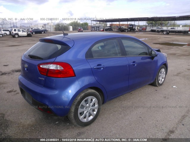 KNADN5A30D6227326 - 2013 KIA RIO EX/SX BLUE photo 4