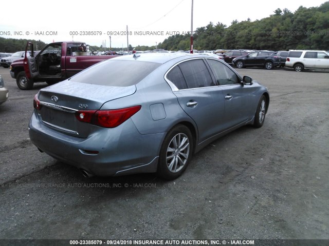 JN1AV7AR4EM701154 - 2014 INFINITI Q50 HYBRID PREMIUM/SPORT Light Blue photo 4