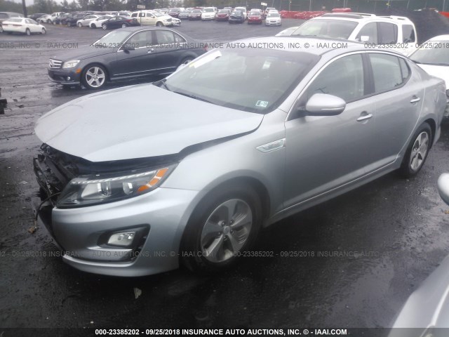 KNAGM4AD6F5079405 - 2015 KIA OPTIMA HYBRID GRAY photo 2