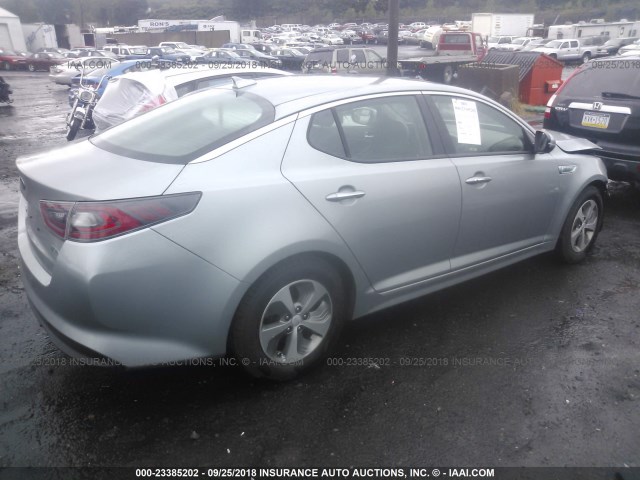 KNAGM4AD6F5079405 - 2015 KIA OPTIMA HYBRID GRAY photo 4