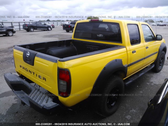 1N6ED27T52C300301 - 2002 NISSAN FRONTIER CREW CAB XE/CREW CAB SE YELLOW photo 4