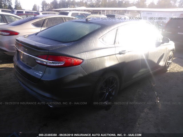 3FA6P0LUXJR169468 - 2018 FORD FUSION SE HYBRID GRAY photo 4