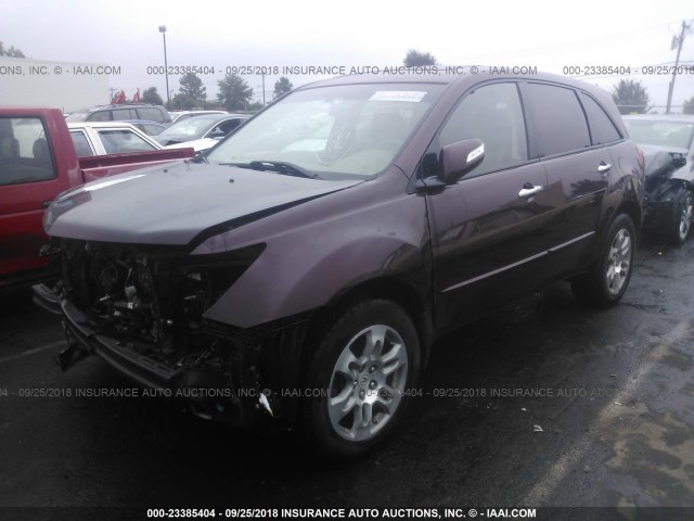 2HNYD28619H528869 - 2009 ACURA MDX TECHNOLOGY MAROON photo 2