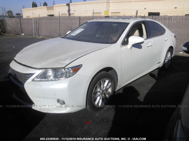 JTHBW1GG1E2045989 - 2014 LEXUS ES 300H WHITE photo 2