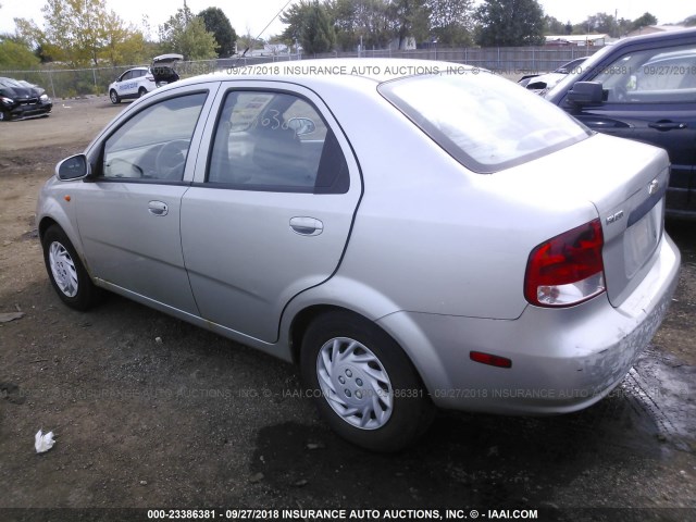 KL1TD52604B150675 - 2004 CHEVROLET AVEO SILVER photo 3