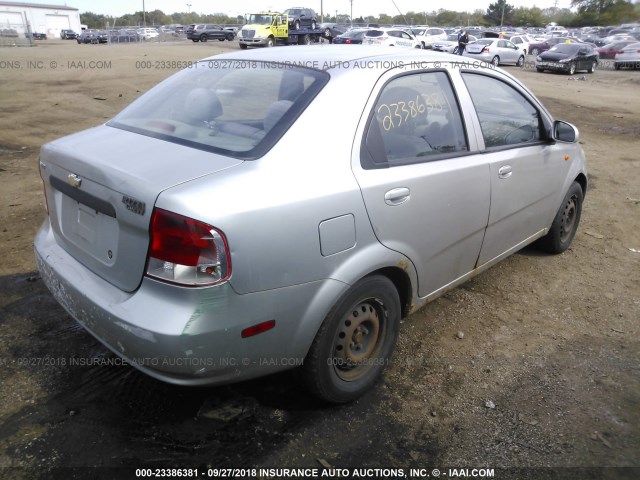 KL1TD52604B150675 - 2004 CHEVROLET AVEO SILVER photo 4