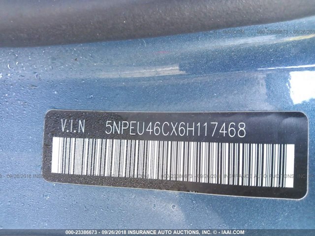 5NPEU46CX6H117468 - 2006 HYUNDAI SONATA GLS/LX GREEN photo 9