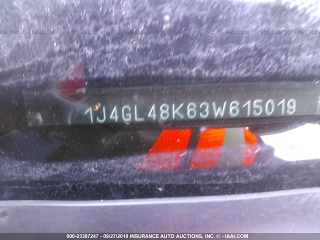 1J4GL48K63W615019 - 2003 JEEP LIBERTY SPORT/FREEDOM შავი ფოტო 9