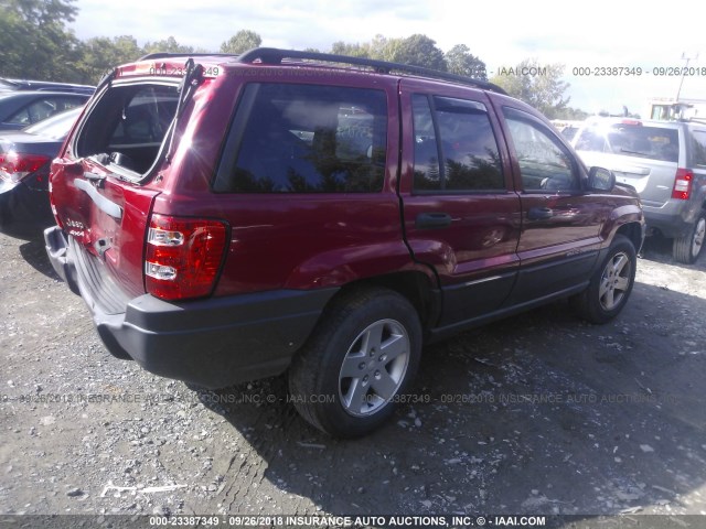 1J4GW48S54C334386 - 2004 JEEP GRAND CHEROKEE LAREDO/COLUMBIA/FREEDOM RED photo 4