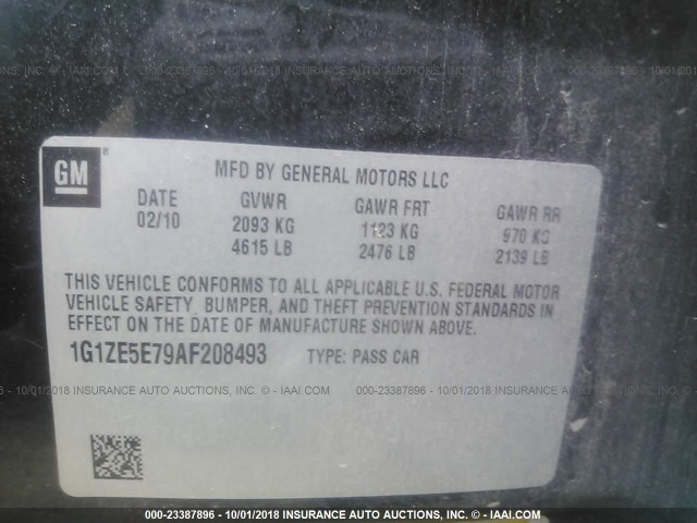 1G1ZE5E79AF208493 - 2010 CHEVROLET MALIBU LTZ 黑色 照片 9