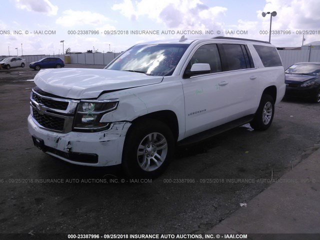 1GNSCHKC7JR121392 - 2018 CHEVROLET SUBURBAN C1500 LT WHITE photo 2