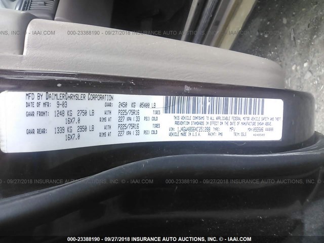 1J4GW48S64C251288 - 2004 JEEP GRAND CHEROKEE LAREDO/COLUMBIA/FREEDOM 紫色 照片 9