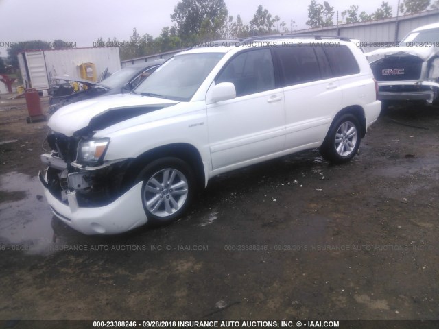 JTEDW21A760004280 - 2006 TOYOTA HIGHLANDER HYBRID WHITE photo 2