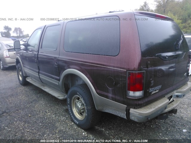 1FMNU43S01EB63181 - 2001 FORD EXCURSION LIMITED MAROON photo 3