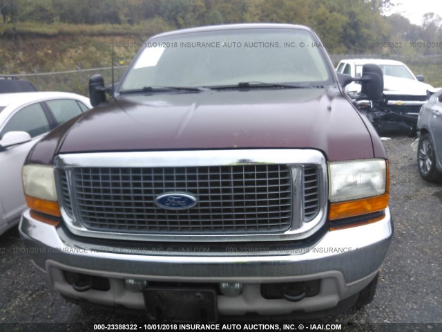 1FMNU43S01EB63181 - 2001 FORD EXCURSION LIMITED MAROON photo 6