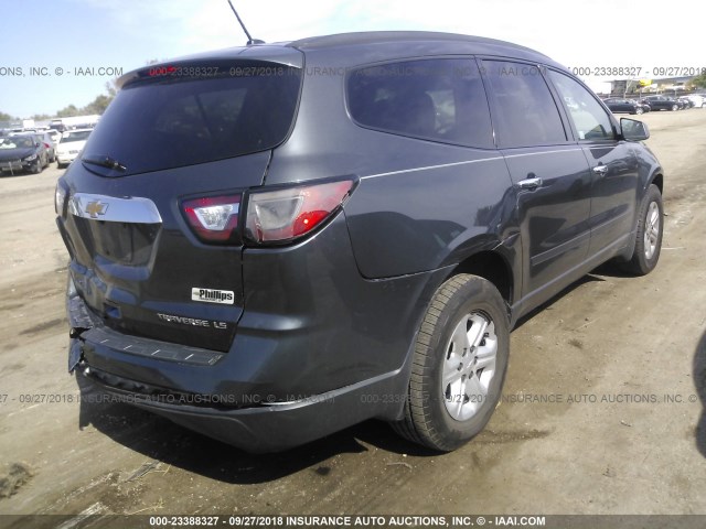 1GNKRFED9DJ103017 - 2013 CHEVROLET TRAVERSE LS GRAY photo 4